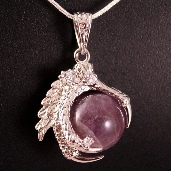 Jewelry - Silver Amethyst Dragon Claw Pendant Necklace